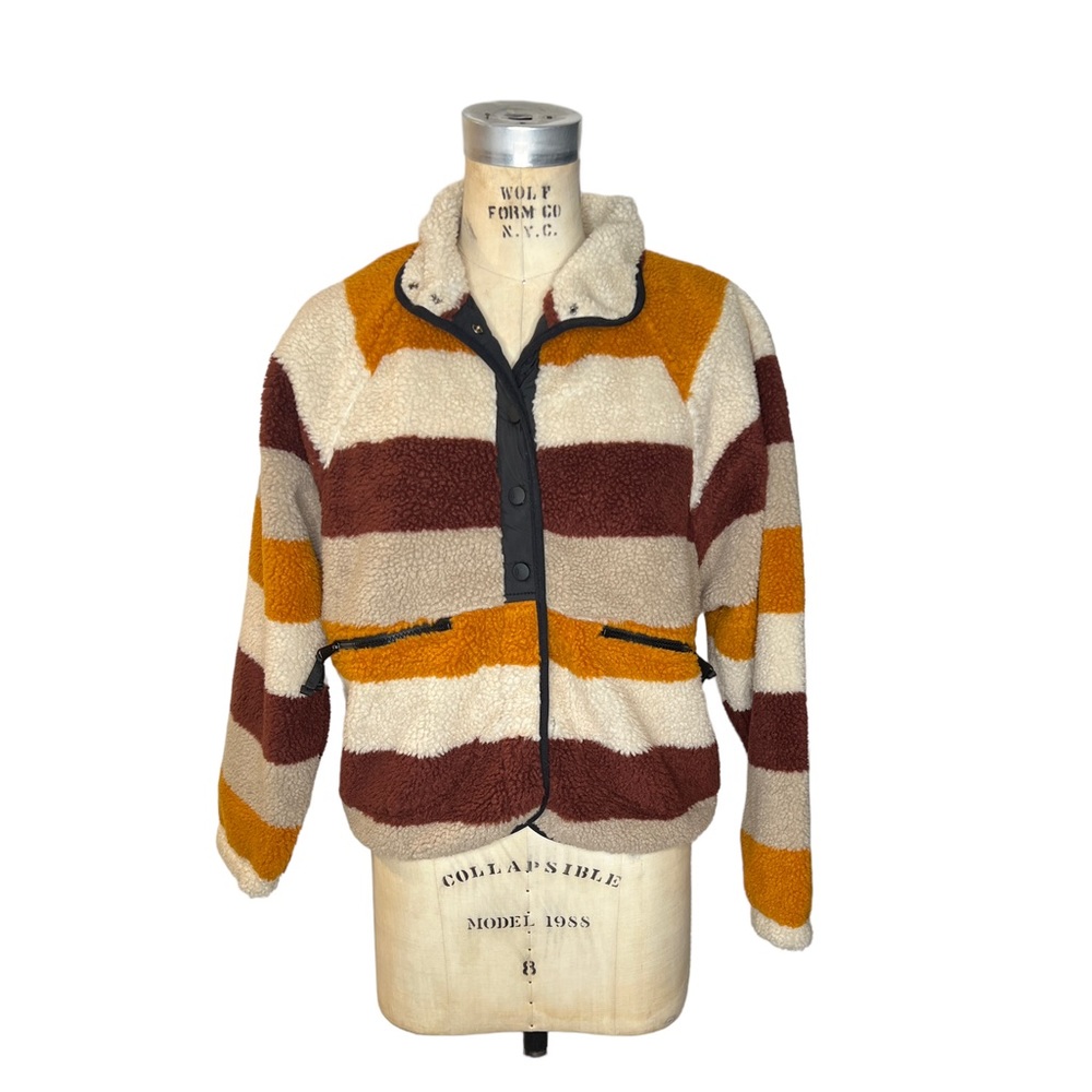 Free People S Movement Rocky Ridge brown stripe fleece jacket - Picture 2 of 8